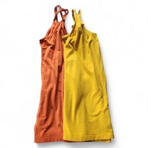 Two Adjustable Camis Mustard Yellow & Rust Orange
